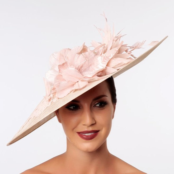 blush wedding hat