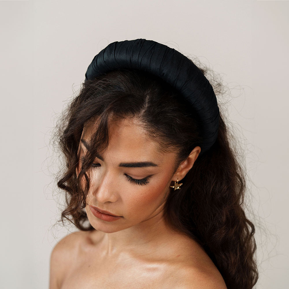 Load image into Gallery viewer, black silk headband
