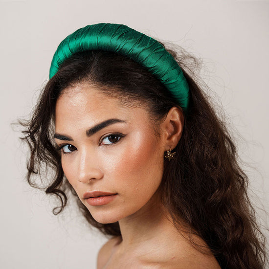Load image into Gallery viewer, green silk headband
