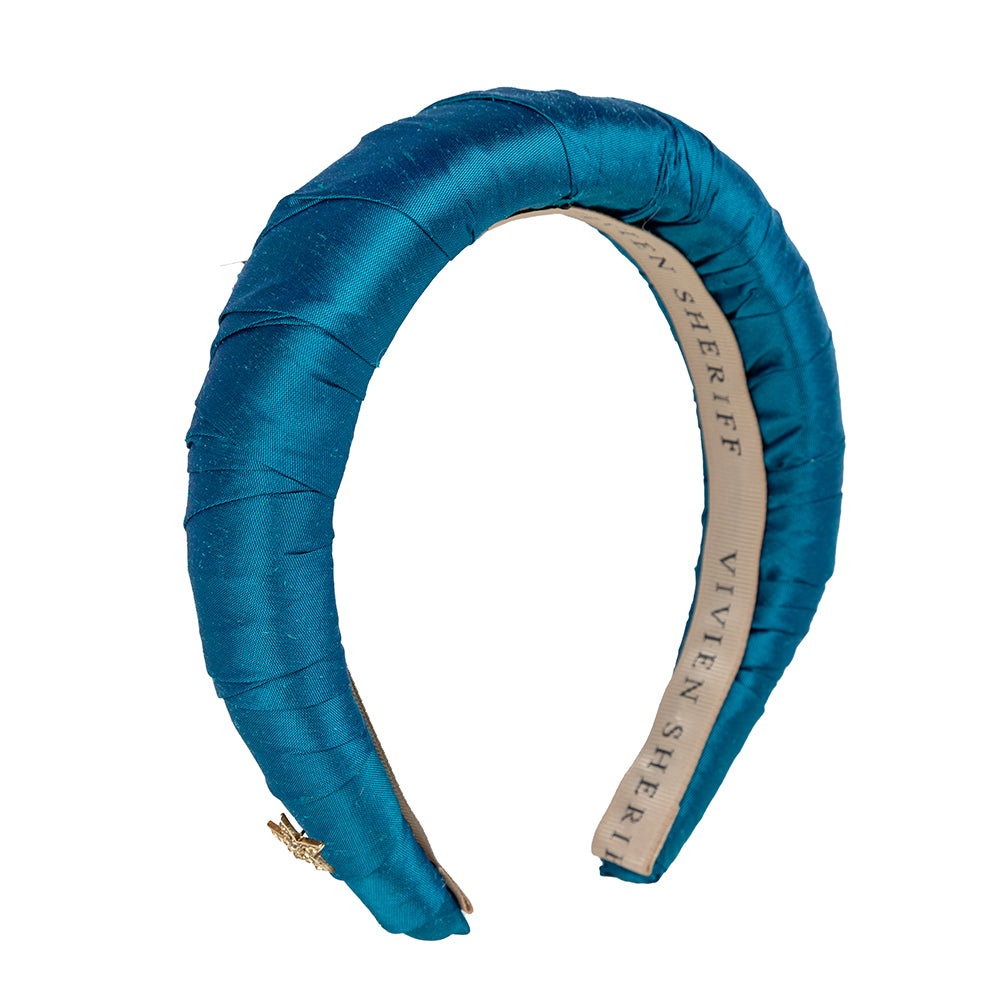 blue silk headband