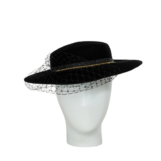 Ladies Black Boater hat