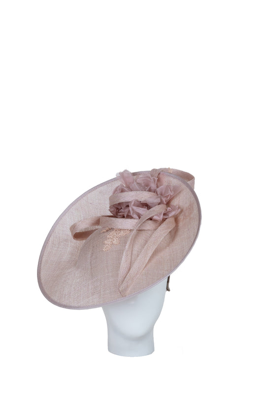 Blush wedding guest hat