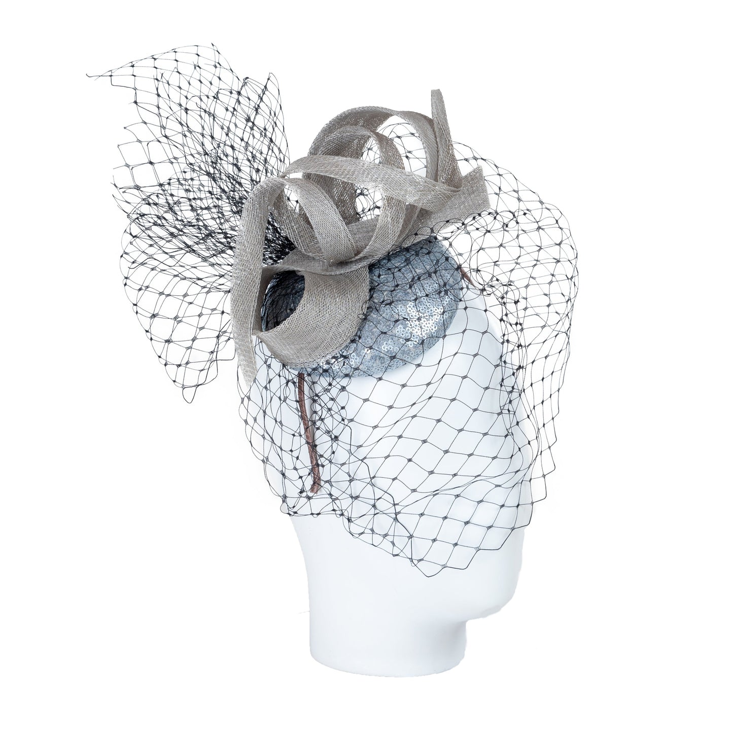 Silver fascinator and veil
