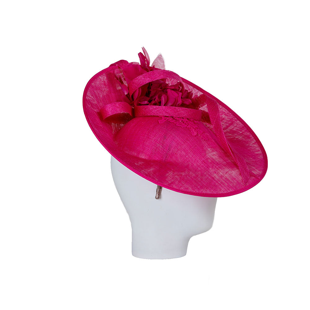 Pink cerise wedding hat