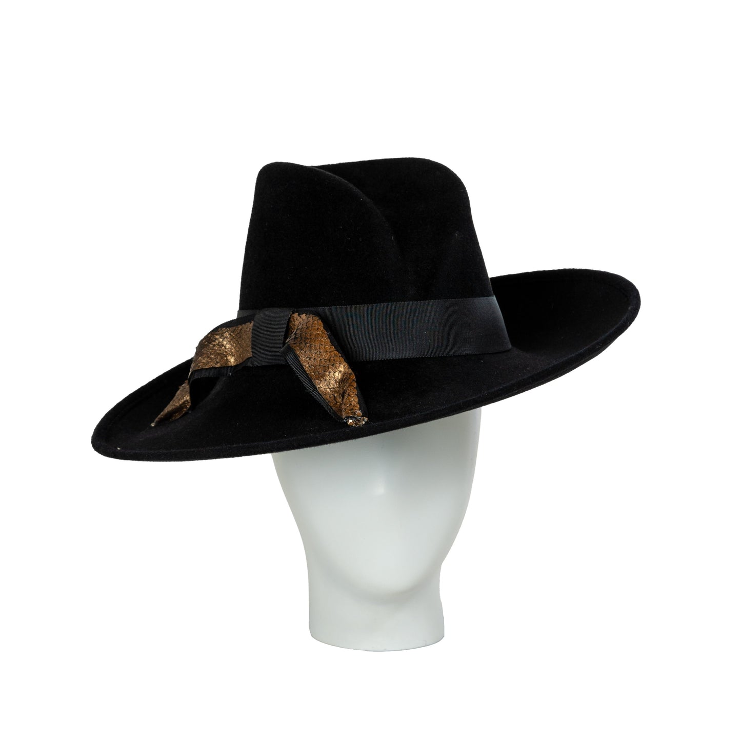 Women's black trilby hat