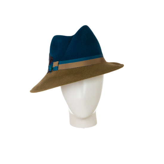 blue trilby hat
