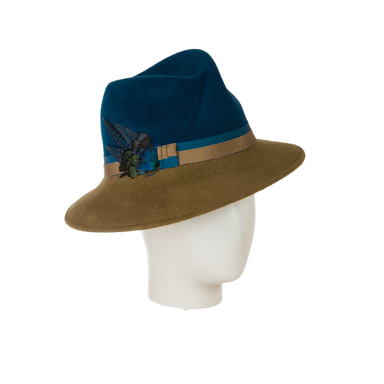 brown trilby hat