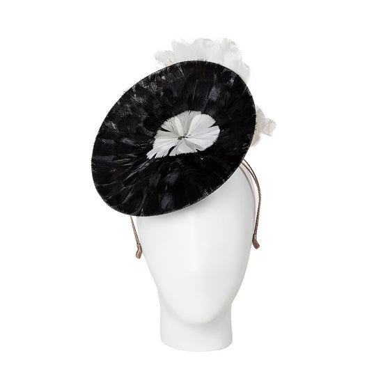 black and white fascinator hat